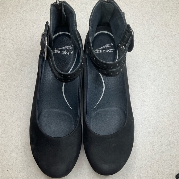 Dansko Lois Ankle Strap Wedge 40 Black Nubuck Mary Jane NWOB - Picture 6 of 11